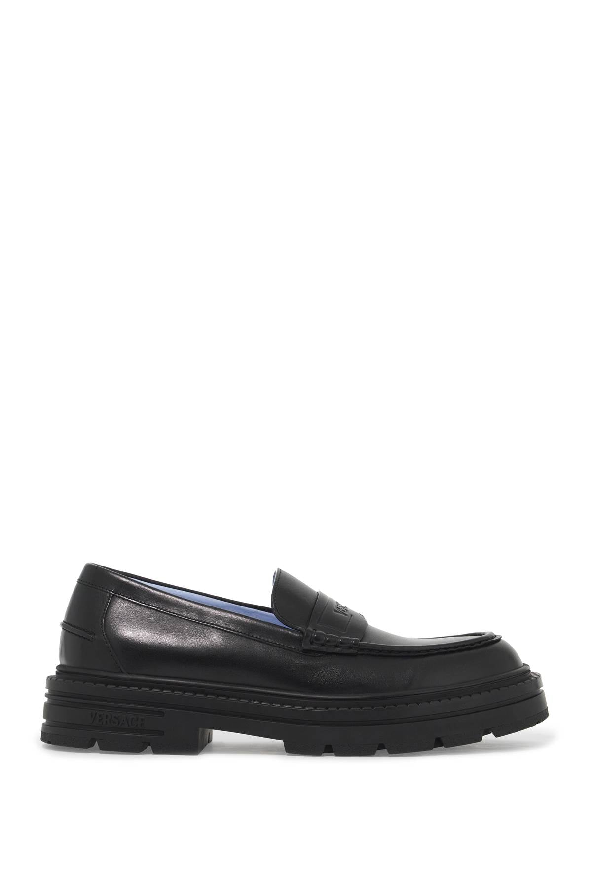 Versace smooth leather adriano loafers in