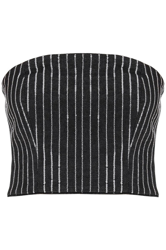 Rotate cropped top with sequined stripes