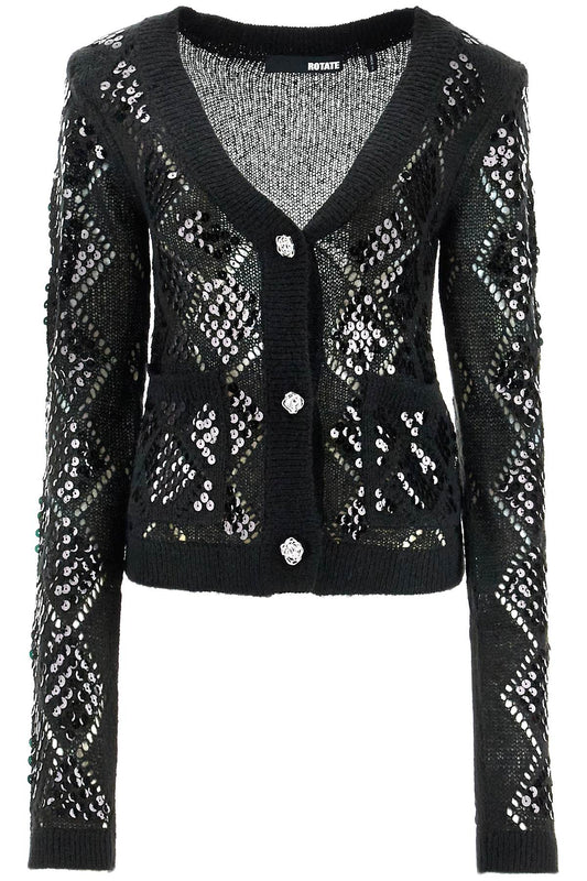 Rotate perforated cardigan with