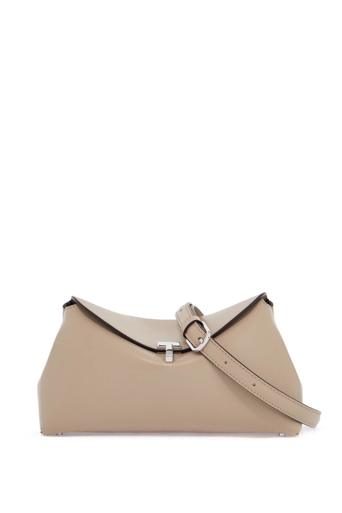 Toteme light beige calfskin clutch with metal closure