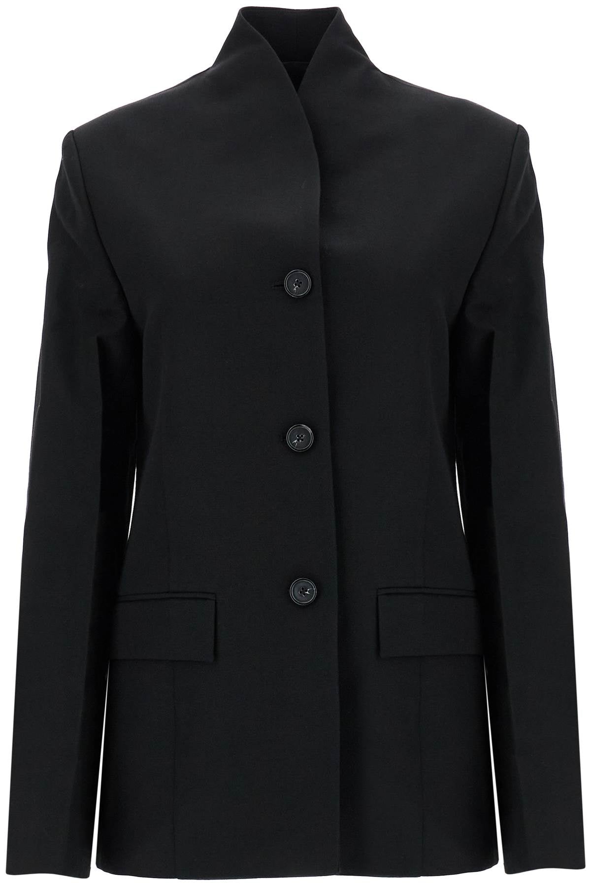 Toteme black double-breasted jacket in recycled polyester and wool