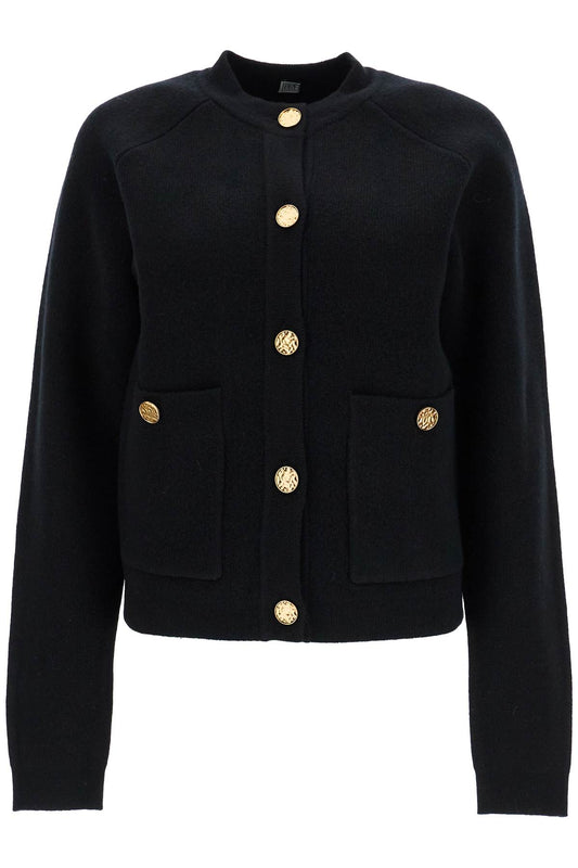 Toteme black rws wool cardigan with golden buttons