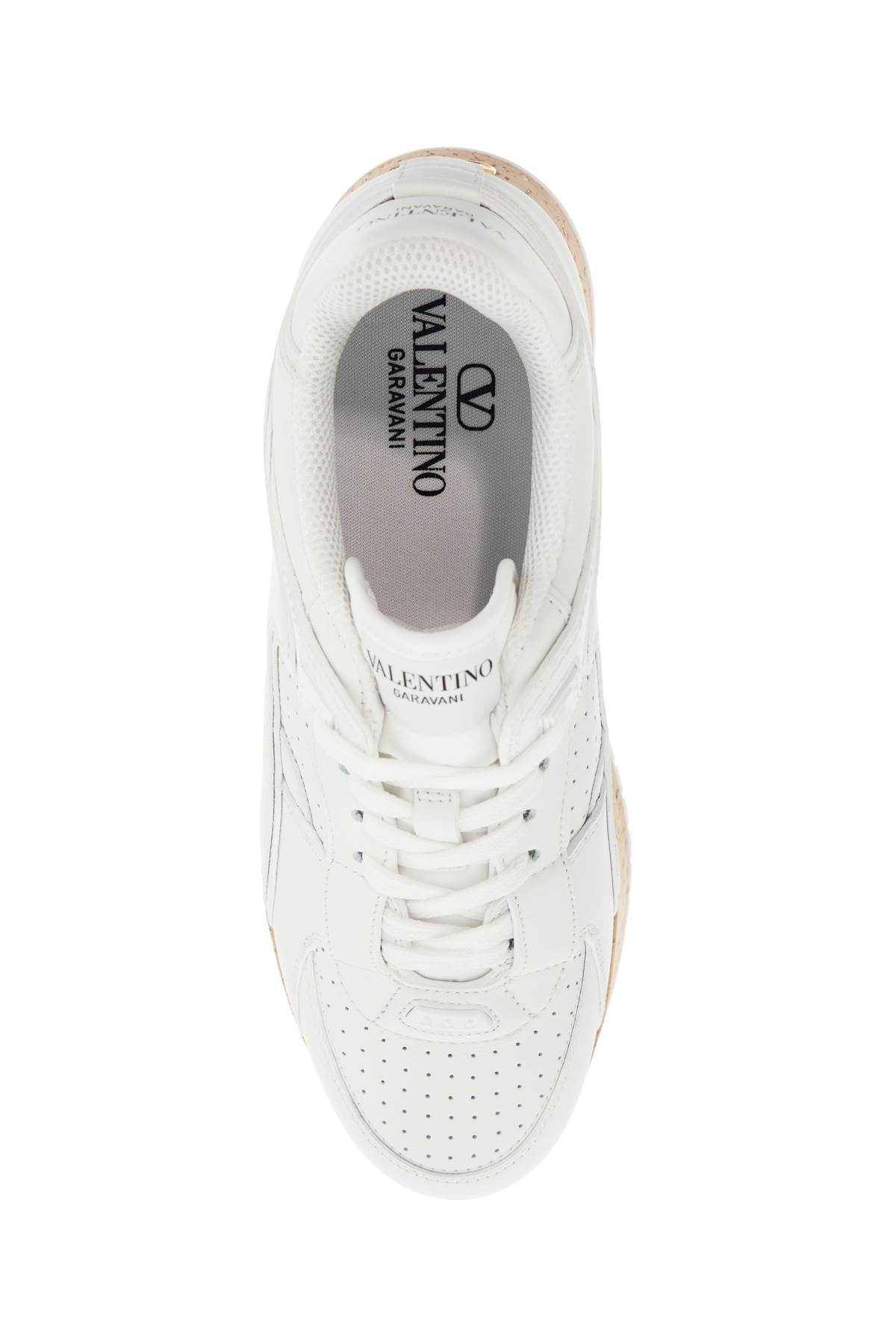 Valentino Garavani sneaker with cork sole and white leather perforated details