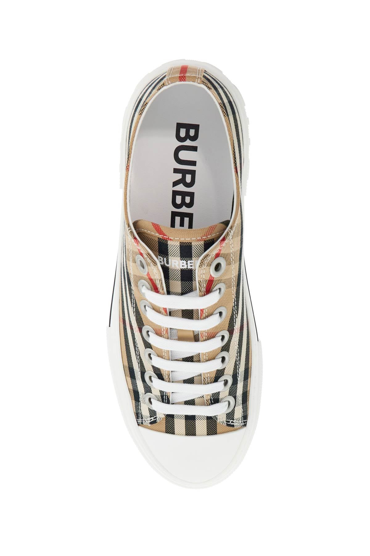 Burberry beige cotton sneakers with casual-chic check pattern