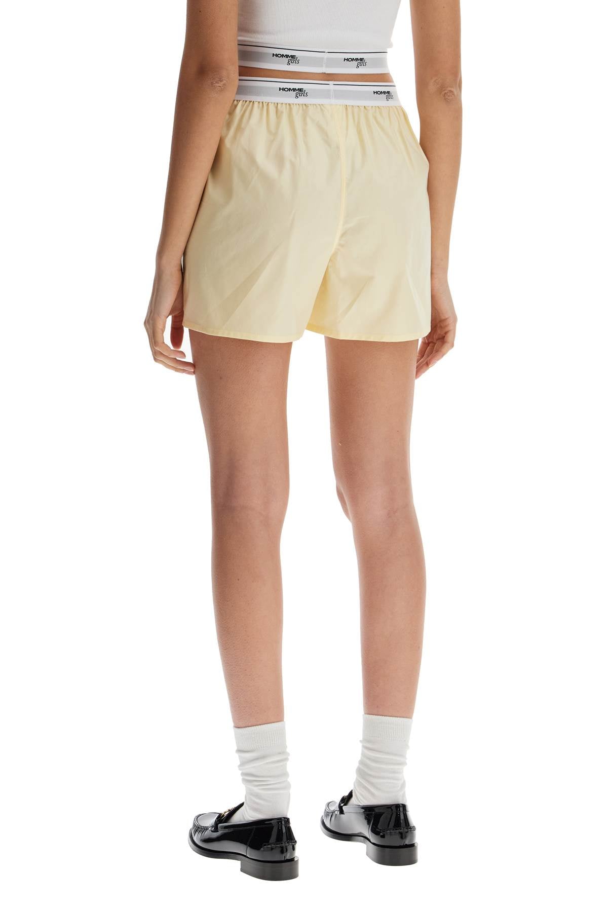 Homme Girls high-waisted pale yellow cotton boxer