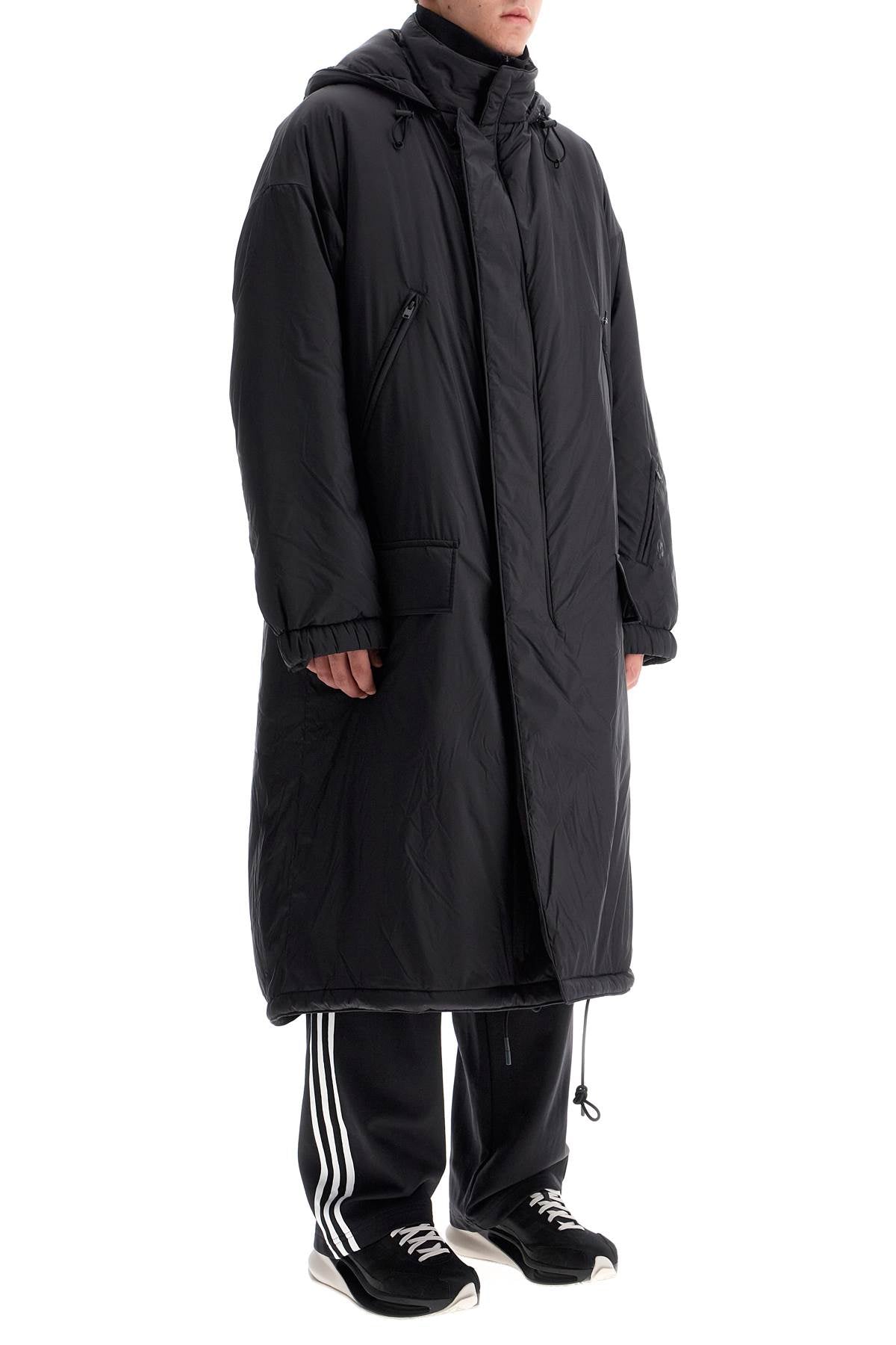 Y-3 long padded nylon parka coat