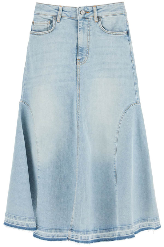 Ganni flared denim skirt.