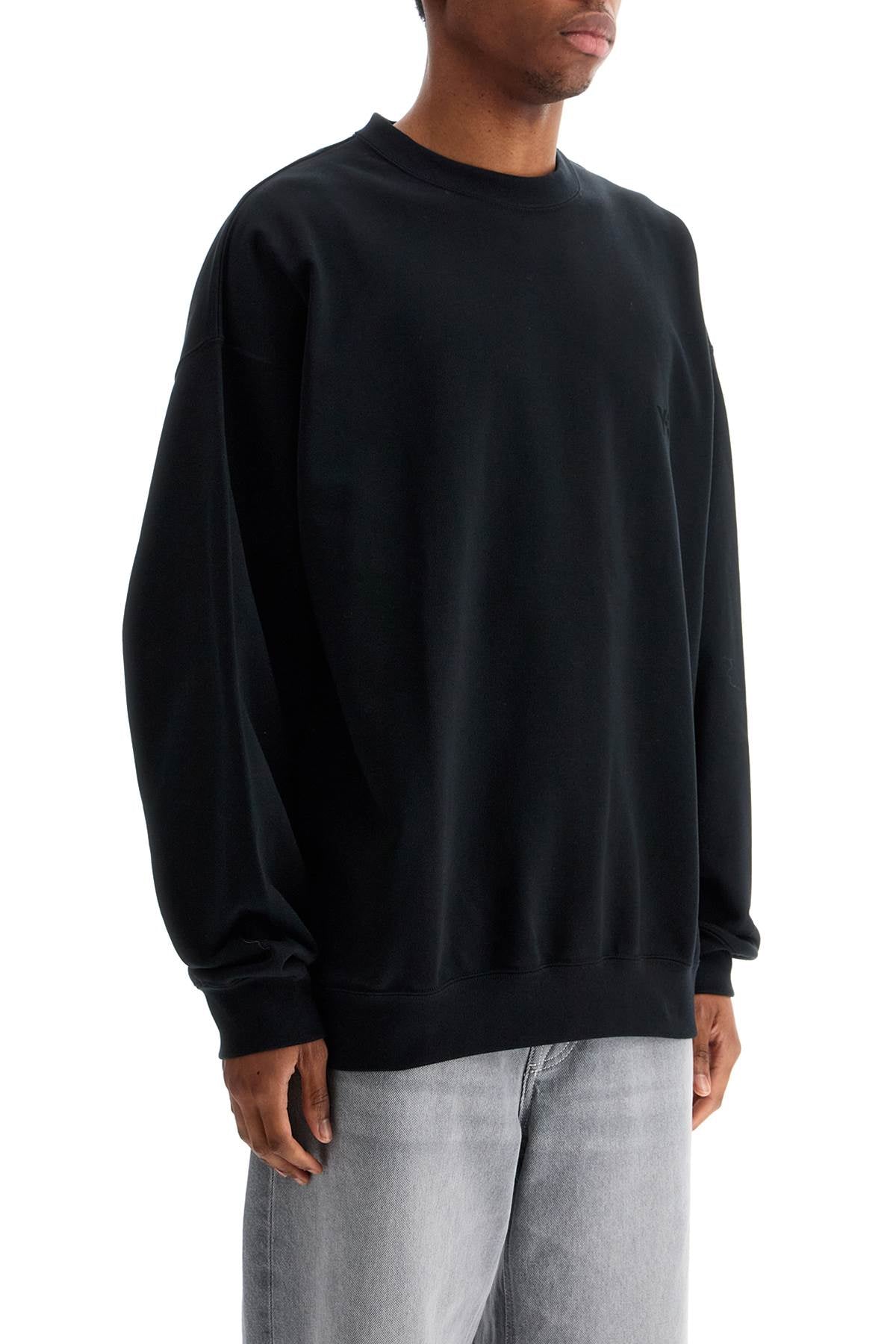 Y-3 black cotton crewneck sweatshirt with tone-on-tone logo