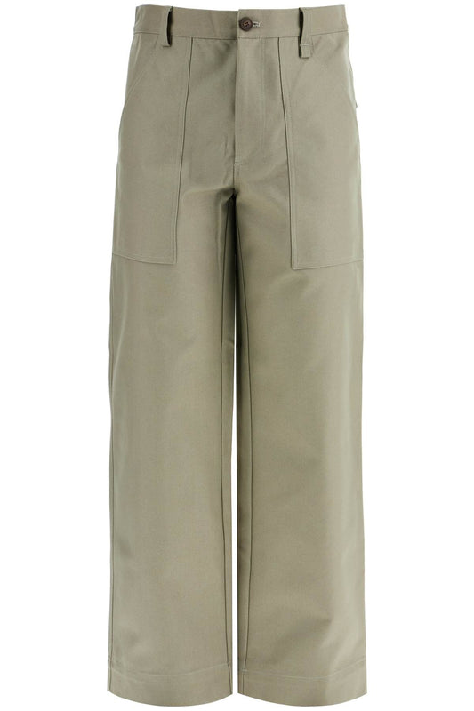 Maison Kitsune gray cotton wide leg work pants