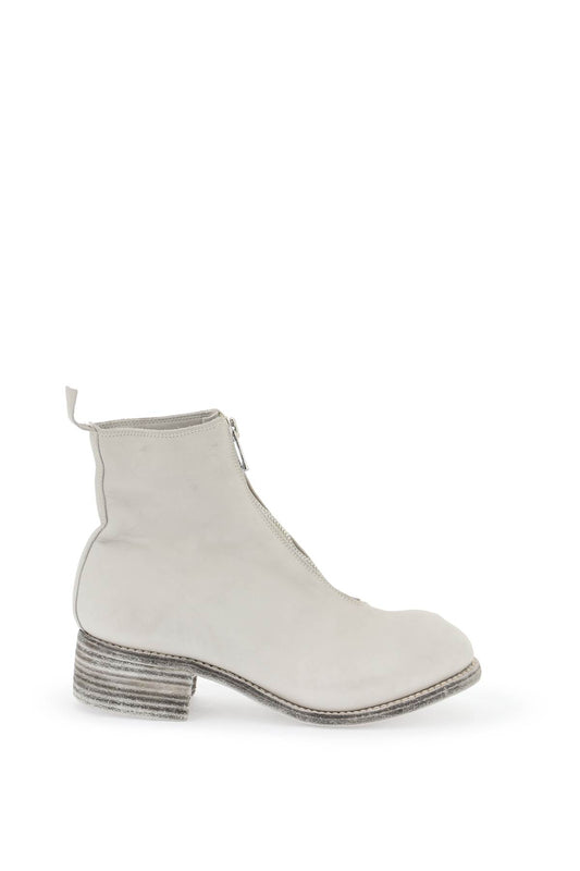 Guidi front zip leather ankle boots