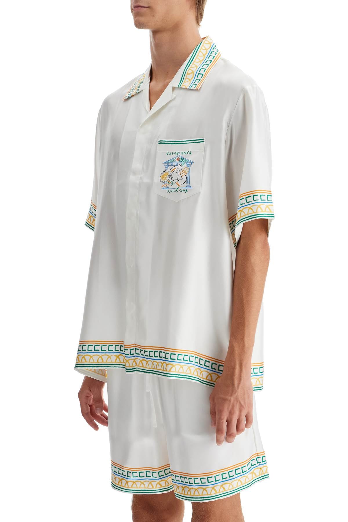 Casablanca silk crayon temple tennis club shirt