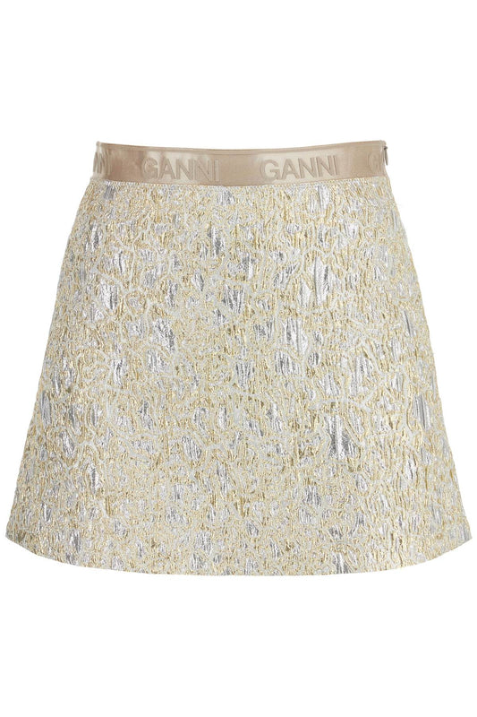 Ganni metallic cloquã© mini skirt